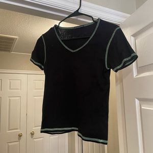 Brandy Melville Black top with green stitching